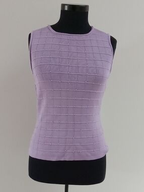 Lilac Textured Knit Sleeveless Tank Top